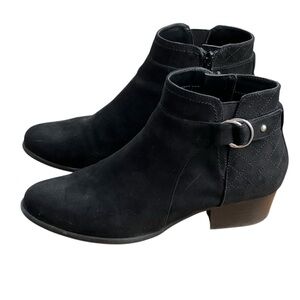 Unisa Suede Ankle Boots Black Booties with Buckle Detail Size 10 M